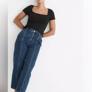 Madewell Ribbed Square-Neck Crop Top Black